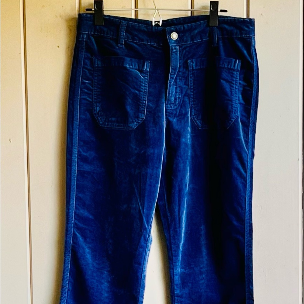 Free People Blue Flare Corduroy Velvet Pants sz 12